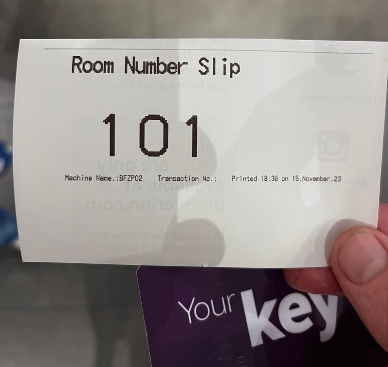 Room 101 slip and keycard
